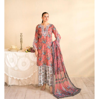 RA-37 Embroidered Printed Lawn Dress with Printed Cotton Silk Dupatta | Women's 3 Piece Summer Suit