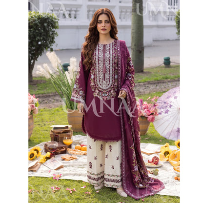 UA-246 Embroidered Cotton 3 Pc Collection Ready to Wear Pakistani Asian clothes by Umnaa