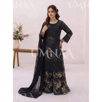 UA-249 Embroidered Chiffon Sharara Collection by Umnaa