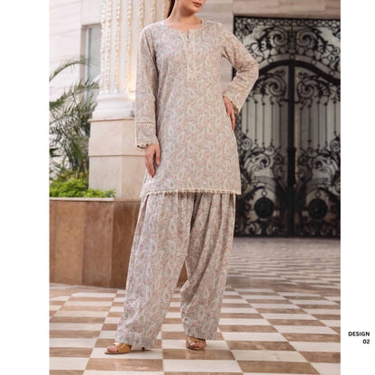 USN-23 Printed Farshi Shalwar Lawn Co-Ord Set | Saphorn