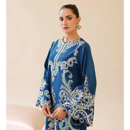 UAL-02 Embroidered Kaftan Raw Silk Co-Ord Set 2 Pc | Adan's Libas