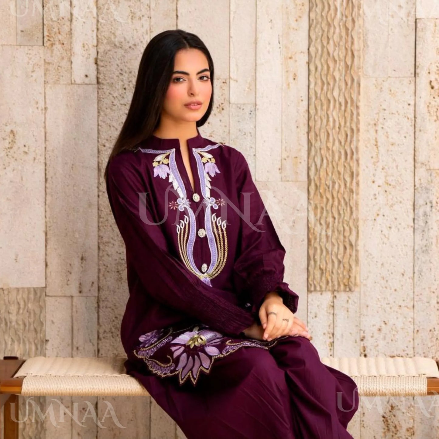 UA-277 Embroidered Trendy Cotton Co-Ord Set | Umnaa