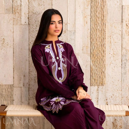 UA-277 Embroidered Trendy Cotton Co-Ord Set | Umnaa