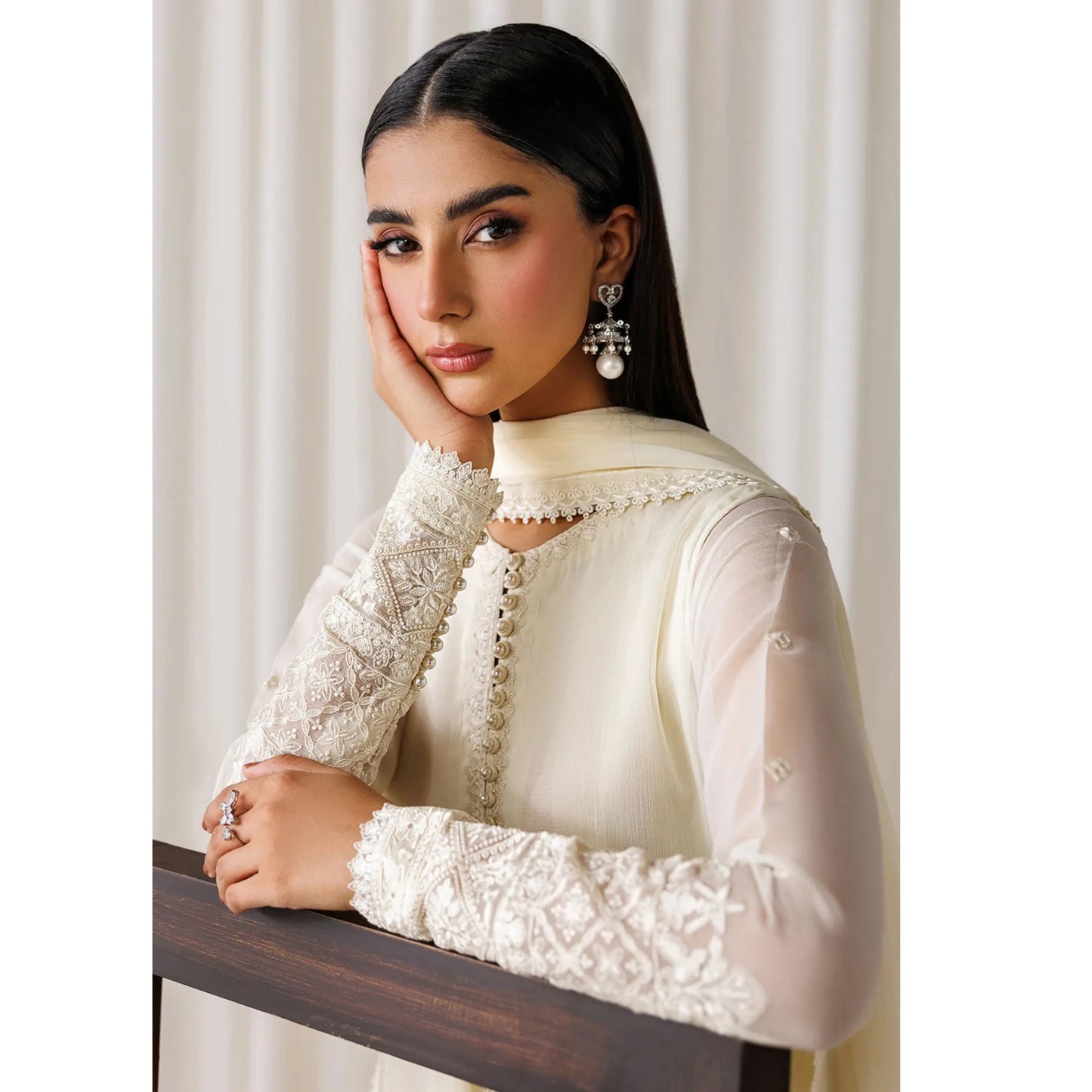 UA-281 Embroidered Chiffon Frock 3 Pc Collection | Umnaa