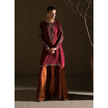 UA-282 Embroidered Raw Silk Luxury Sharara Collection | Umnaa