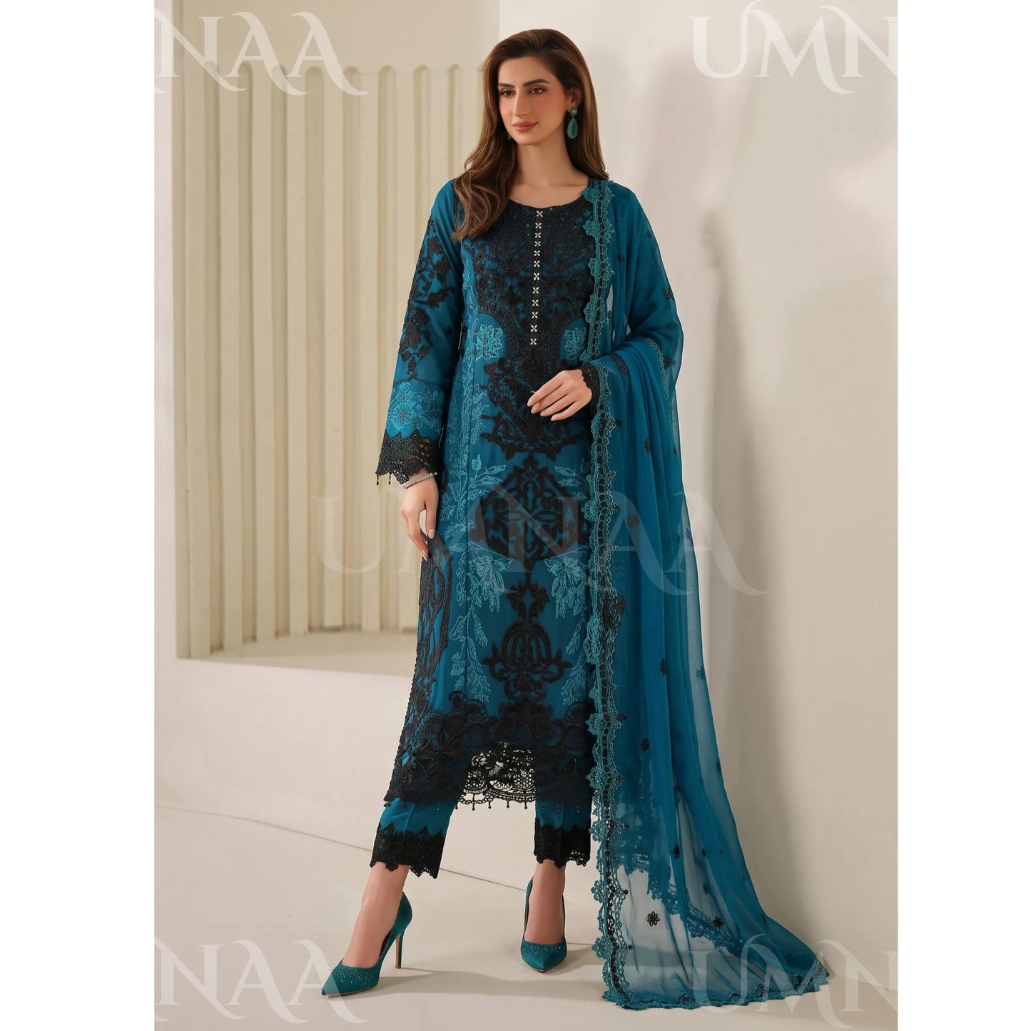 UA-283 Embroidered Chiffon 3 Pc Collection | Umnaa
