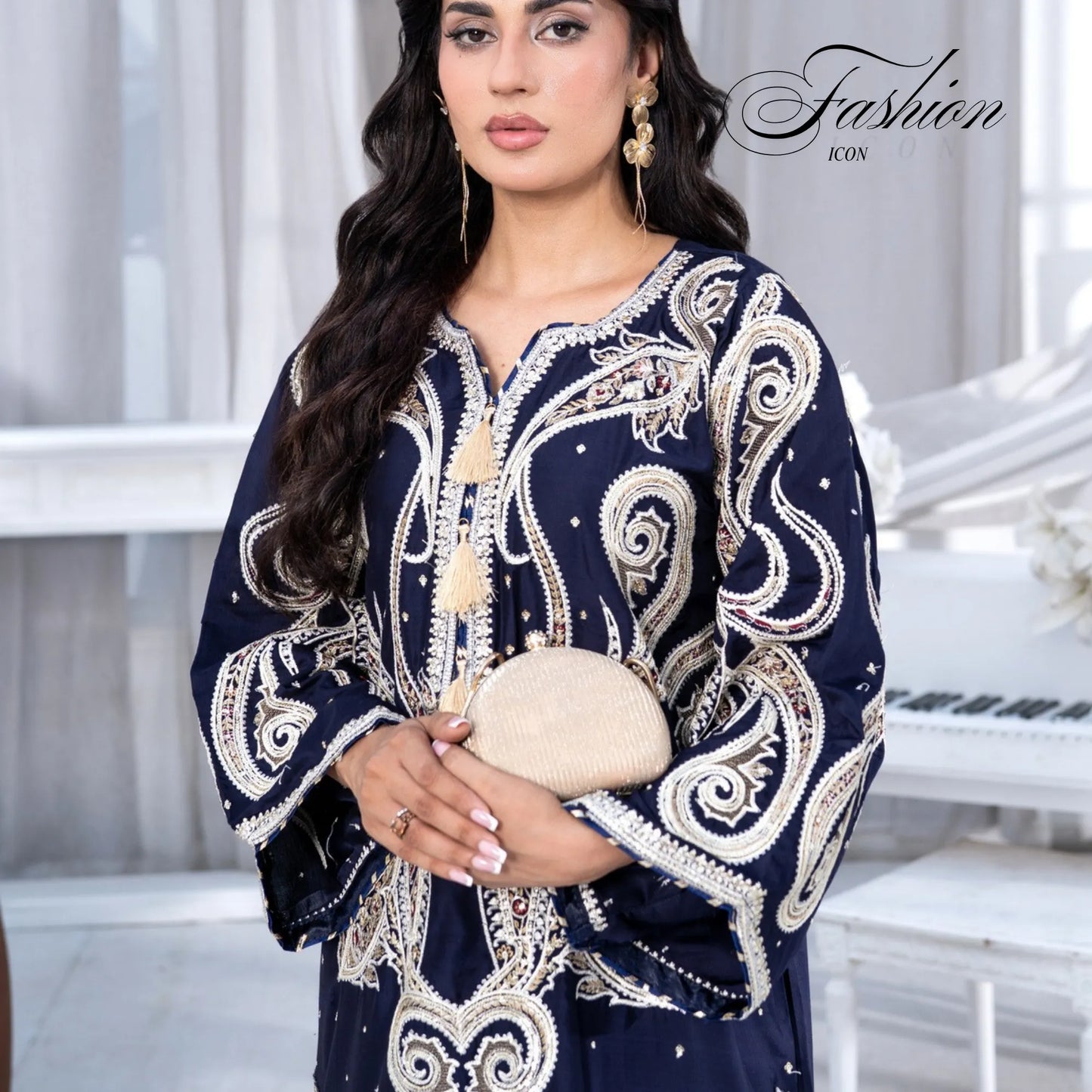 UA-286 Embroidered Viscose Silk Co-Ords Set | Umnaa