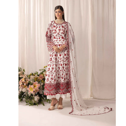 UMS-69 "Aaliya by" Simrans Embroidered Linen frock 3 Pc