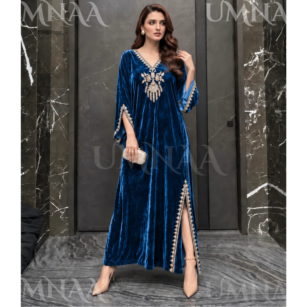 UA-304 Luxury Embroidered Kaftan 1 Pc | Umnaa