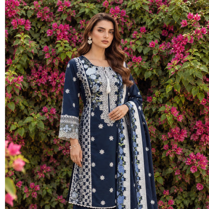 UA-310 Embroidered Dhanak Farshi Shalwar 3 Pc | Umnaa