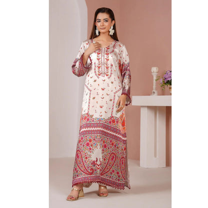 UA-312 Printed Shamooz Silk Printed Kaftan Style Co-Ord Set| Umnaa