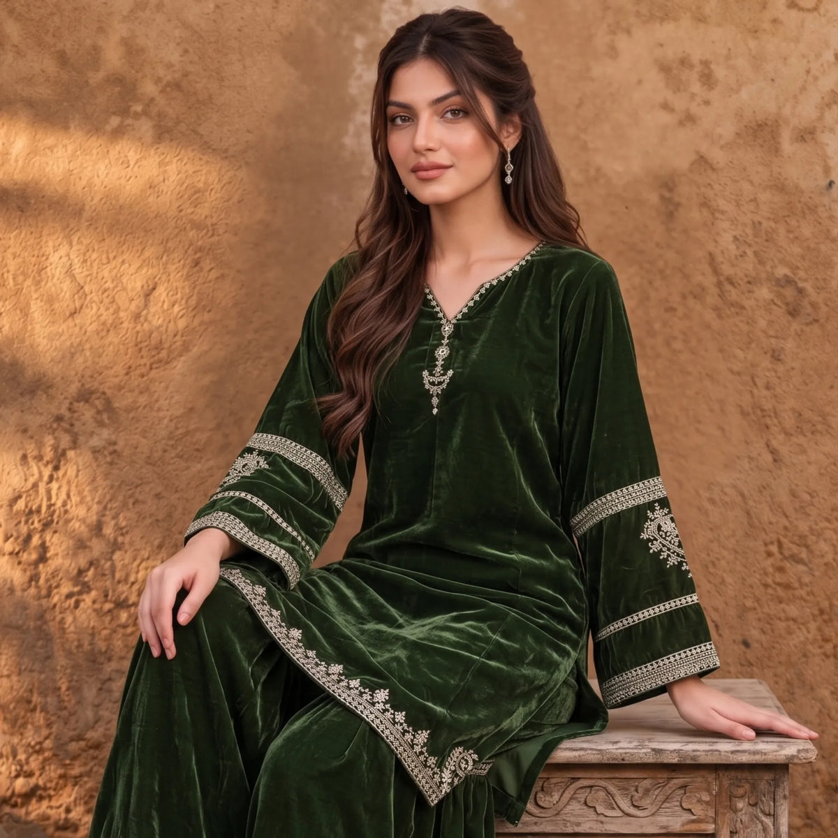 UA-315 Embroidered Farshi Shalwar Cord Set | Umnaa