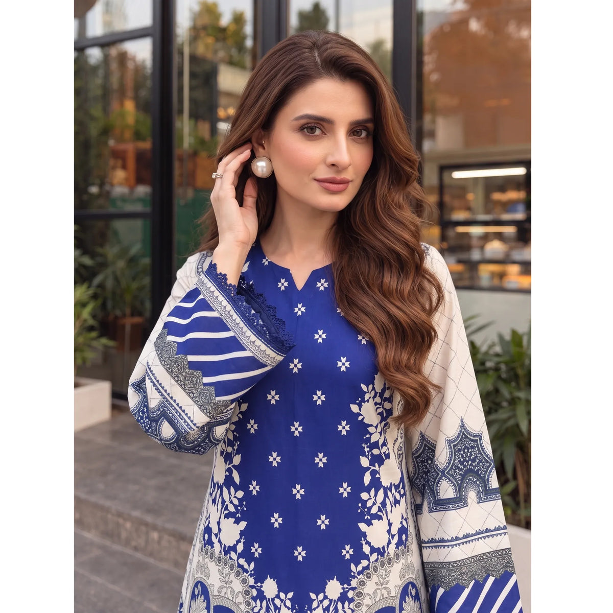 UA-319 Printed Shamooz Silk Kaftan Co-Ords 2 Pc | Umnaa