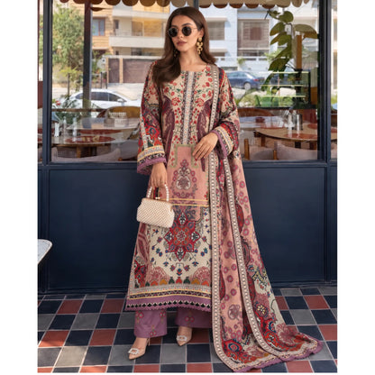 UA-325 Printed Kaftan Khaddar Style 3 Pc Collection | Umnaa