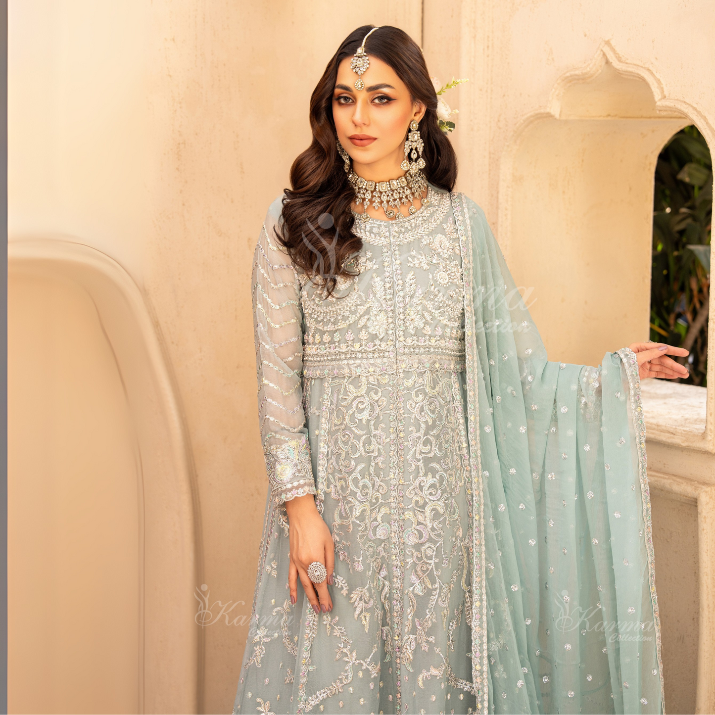 Luxury Embroidered Chiffon Party wear dress  | Wedding Collection | karma Collection | UMKC01201