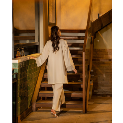 UCA-18 2 Pc Casual Cotton Farshi Shalwar Chikenkari Co-Ords Set | Ready to Wear | Casuallite