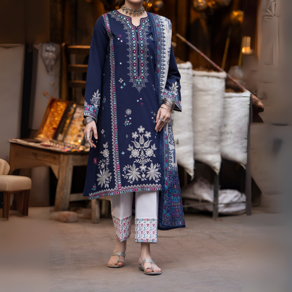 UCA-15 3 Pc Embroidered Cambric Cotton Ready to Wear Eid Collection by Casuallite