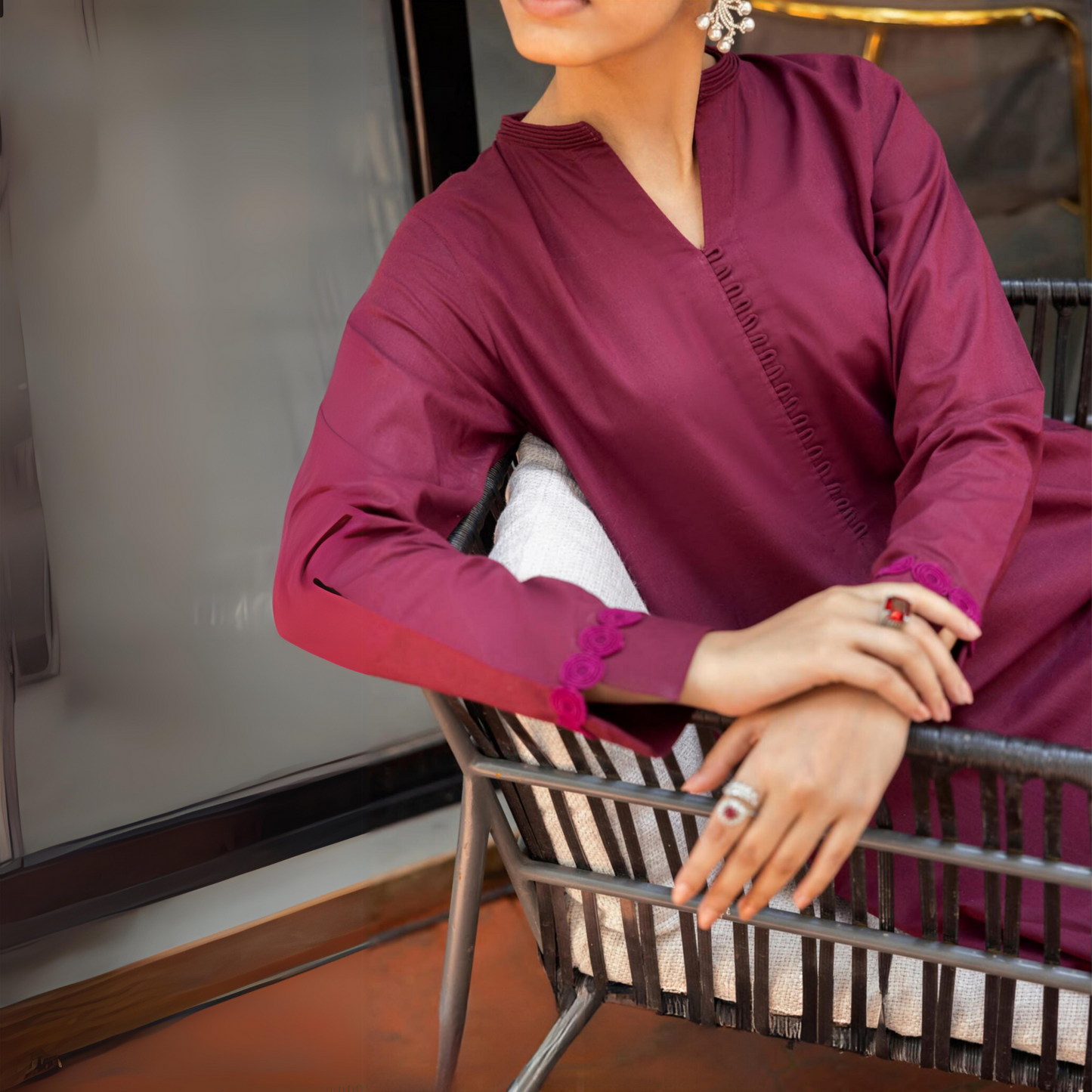 Wine Berry 2 Pc Linen Pakistani Co-Ords Set | Ready to Wear | Casuallite