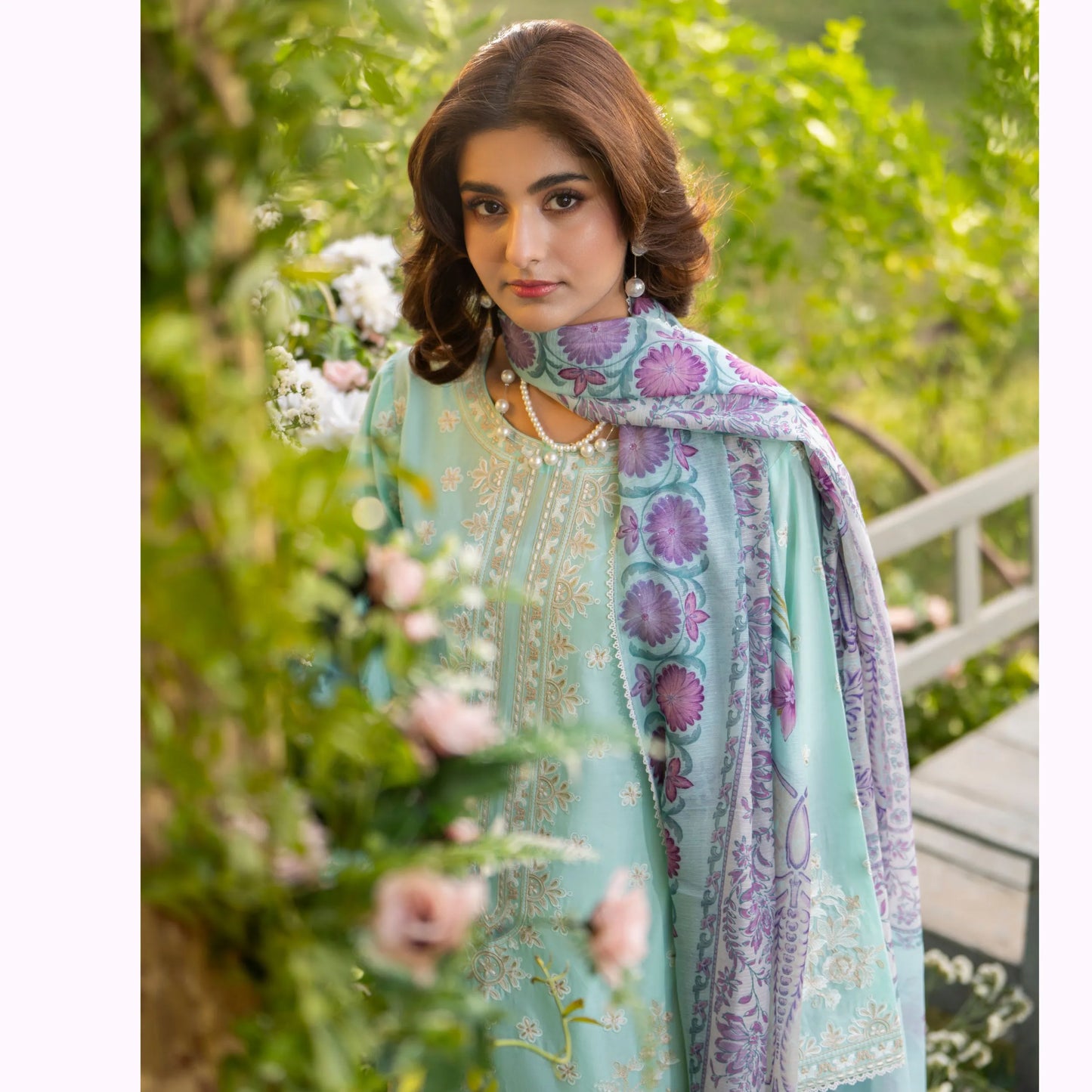 KC-1577 "Sunheri" Embroidered Festive Cambric Cotton Collection by Karma Collection