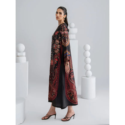 UAL-09 Printed Silk Kaftan with Trouser 2 Pc Set | Ally's