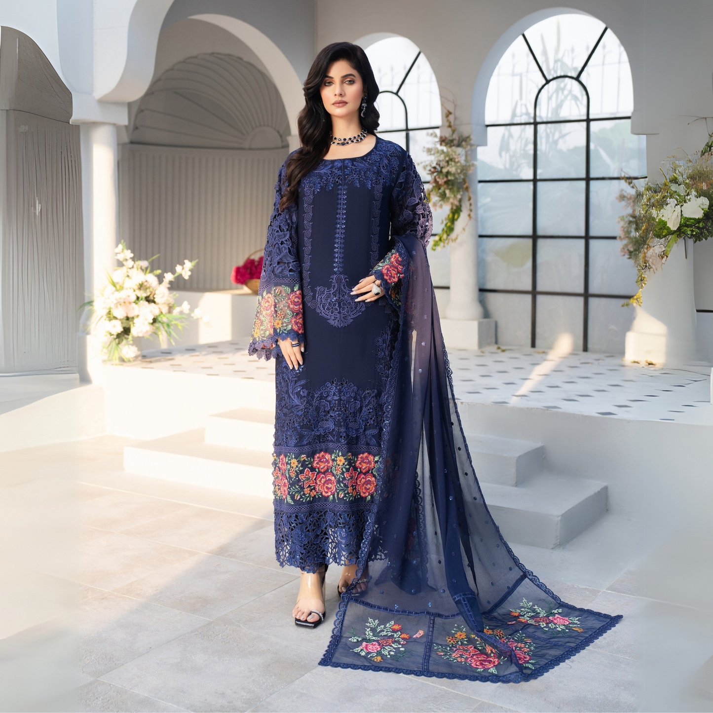 3 Piece Luxury Chiffon Ready to Wear Collection | karma Collection UMKC0903