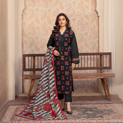 UKC-15 Chikenkari Cambric Cotton Ready to Wear Eid Collection 3 Pc - Karma Collection