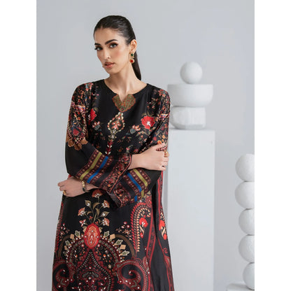 UAL-09 Printed Silk Kaftan with Trouser 2 Pc Set | Ally's