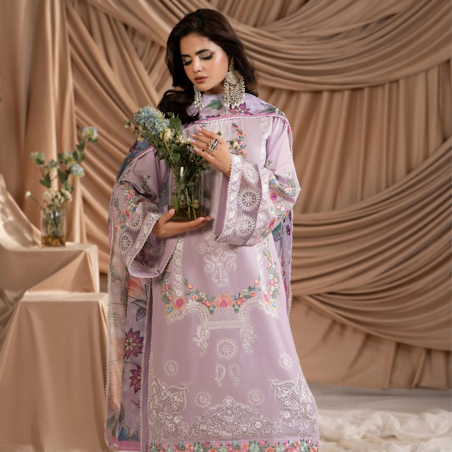 KC-1583 "AYRA" Embroidered Cambric Cotton Collection by Karma Collection