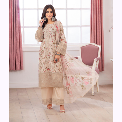 3 Pc Printed Floral Embroidered Trendy farshi Shalwar Collection karma collection