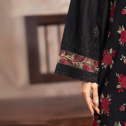 UKC-15 Chikenkari Cambric Cotton Ready to Wear Eid Collection 3 Pc - Karma Collection