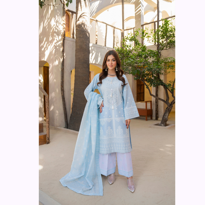 KC-1445 Embroidered Cambric Cotton Farshi Shalwar Ready to Wear 3 Pc - Karma Collection