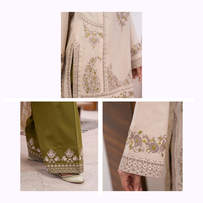 KC-1484 Embroidered Luxury Cambric Cotton farshi Shalwar Collection | Ready to Wear | Karma Collection