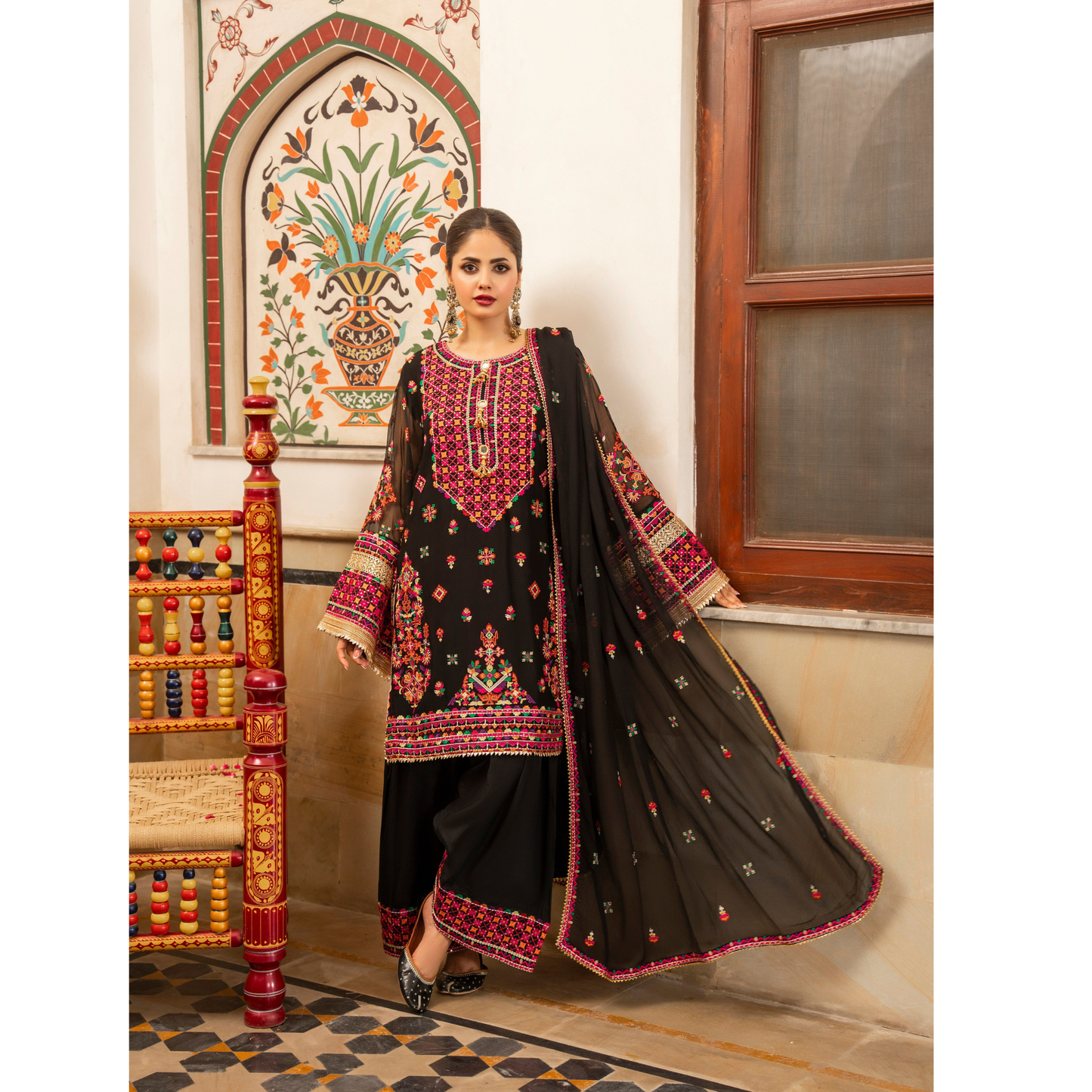 F-492 "Hayat" Embroidered Chiffon Festive Luxury 3 Pc Collection