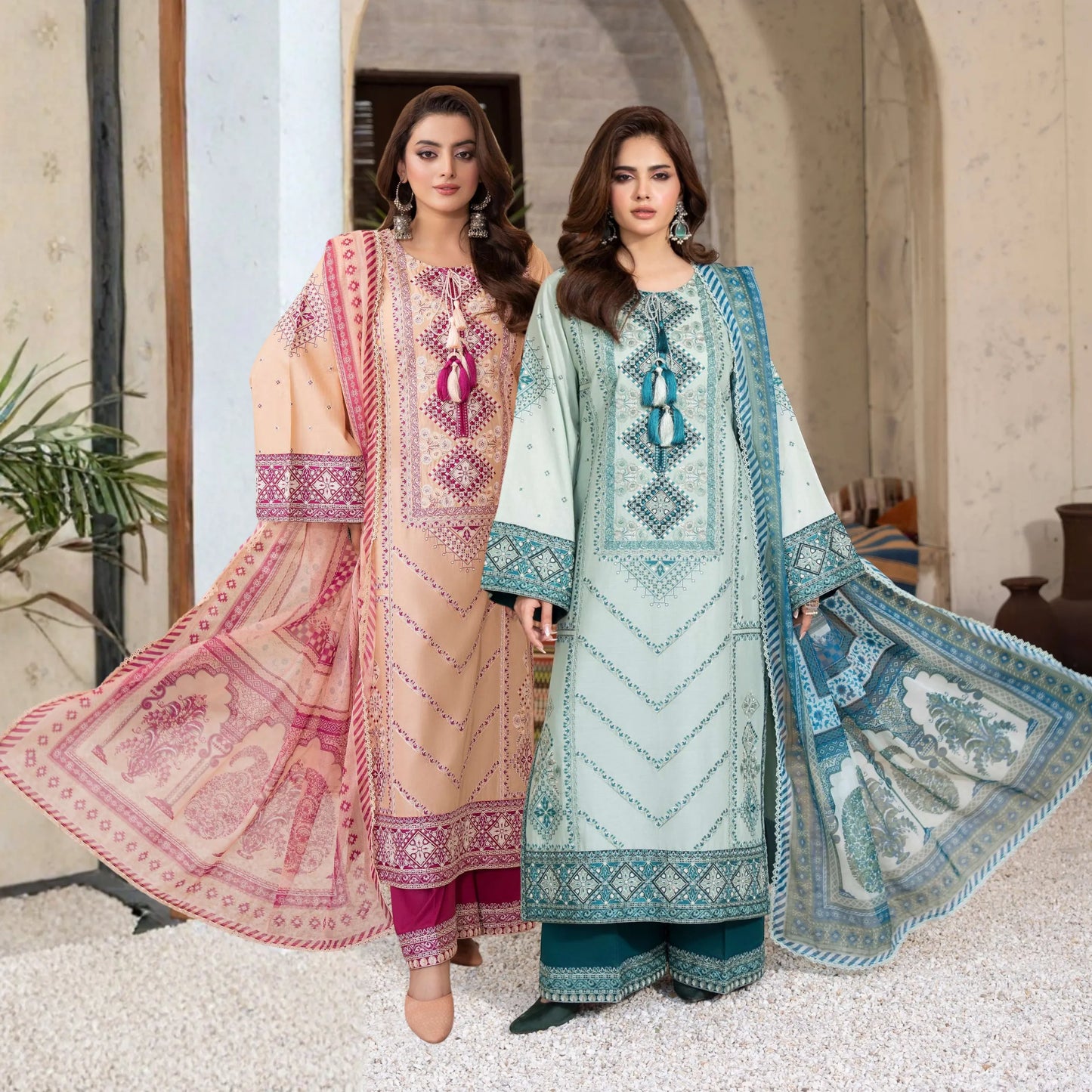 KC-1568 "Tabeer" Embroidered Festive Cambric Cotton Collection by Karma Collection
