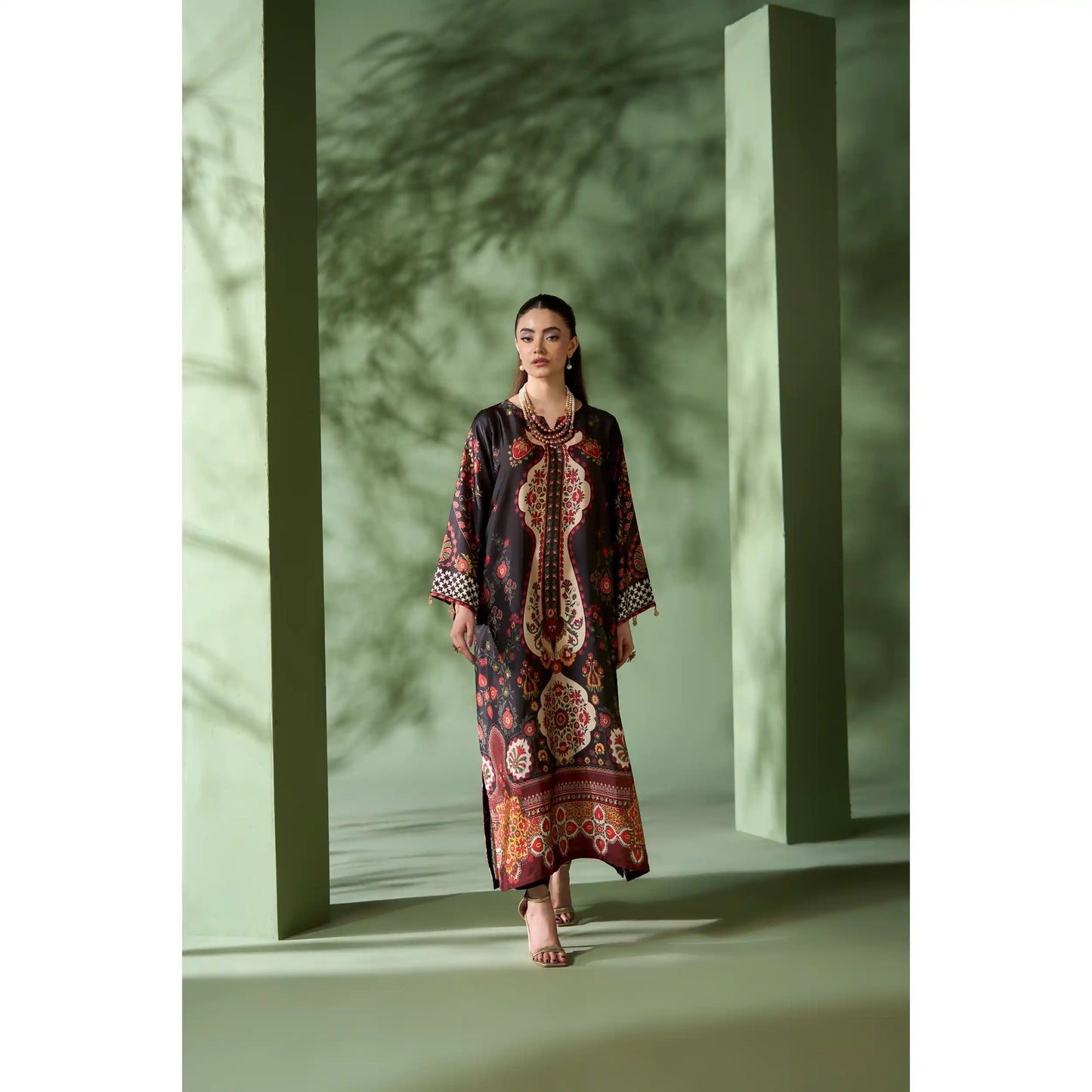 UAL-07 Printed Silk Kaftan Style Co-Ord Set Loose fit Casual Wear | Ethnic wear | ALLY'S