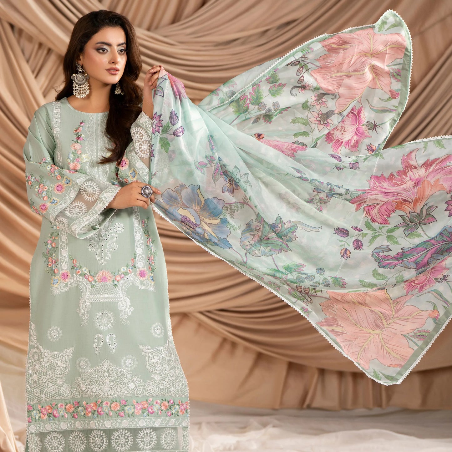 KC-1583 "AYRA" Embroidered Cambric Cotton Collection by Karma Collection