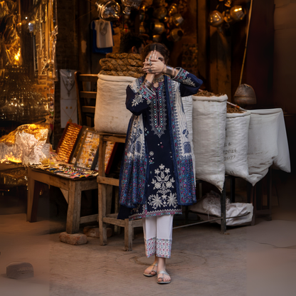 UCA-15 3 Pc Embroidered Cambric Cotton Ready to Wear Eid Collection by Casuallite