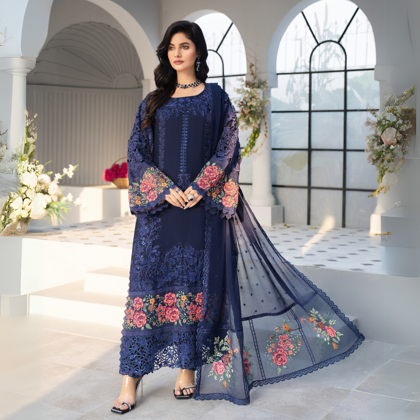 3 Piece Luxury Chiffon Ready to Wear Collection | karma Collection UMKC0903