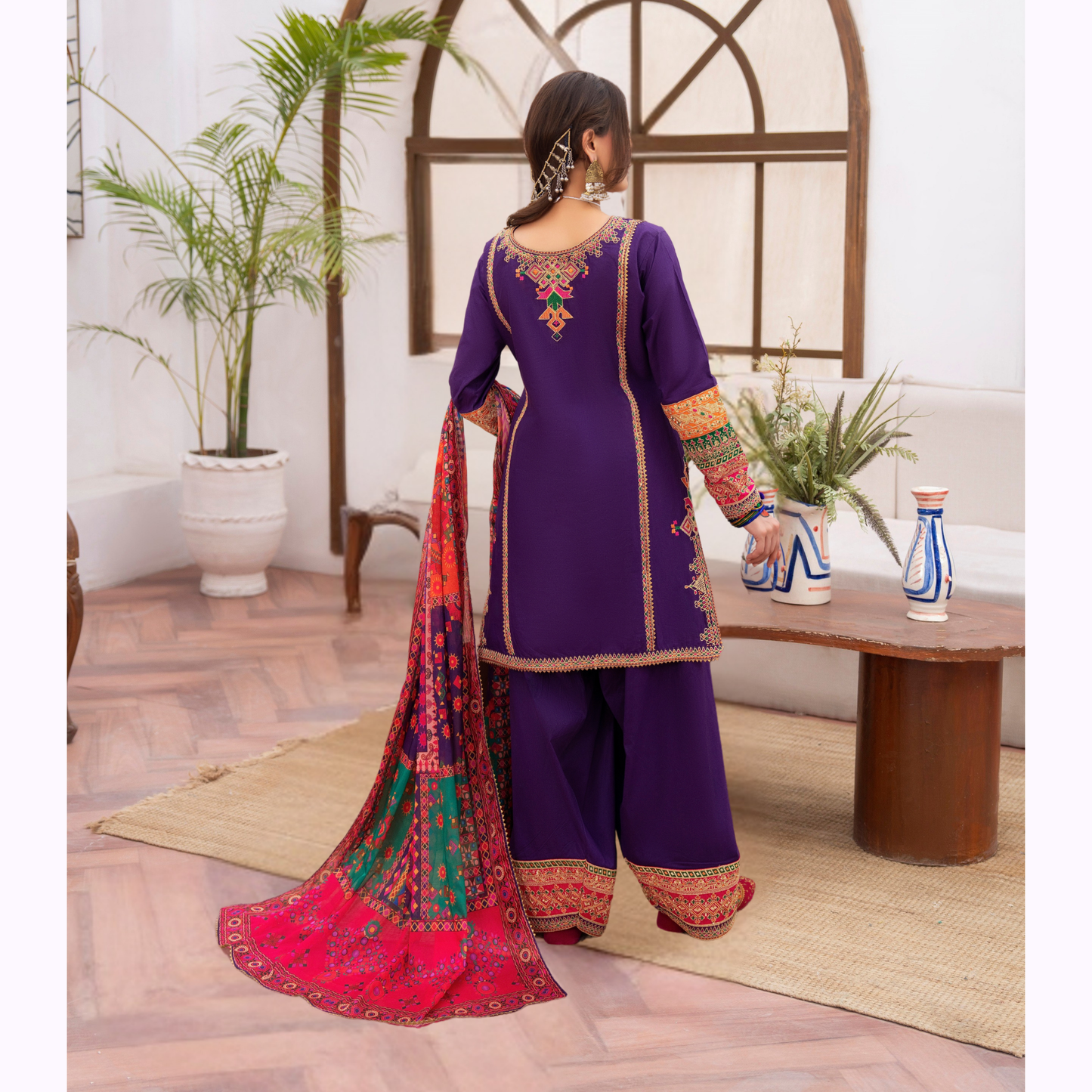 KC-1483 Embroidered Luxury Cambric Cotton farshi Shalwar Collection | Ready to Wear | Karma Collection