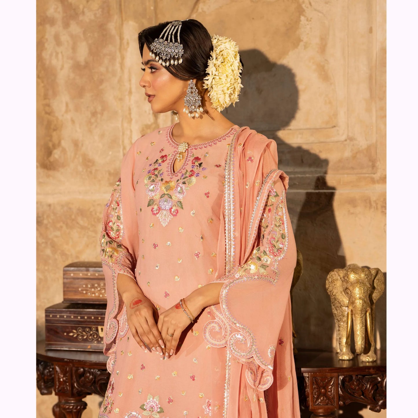 F-524 "Saj Dhaj" Embroidered Georgette Collection by Karma Collection