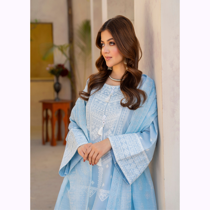 KC-1445 Embroidered Cambric Cotton Farshi Shalwar Ready to Wear 3 Pc - Karma Collection