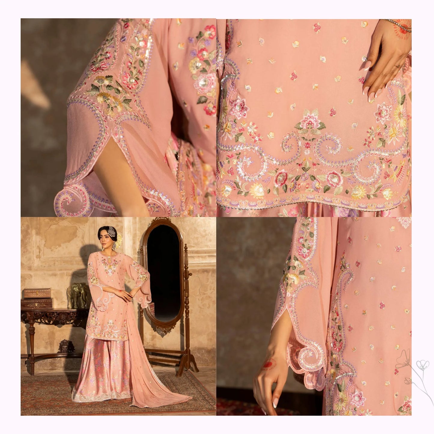 F-524 "Saj Dhaj" Embroidered Georgette Collection by Karma Collection
