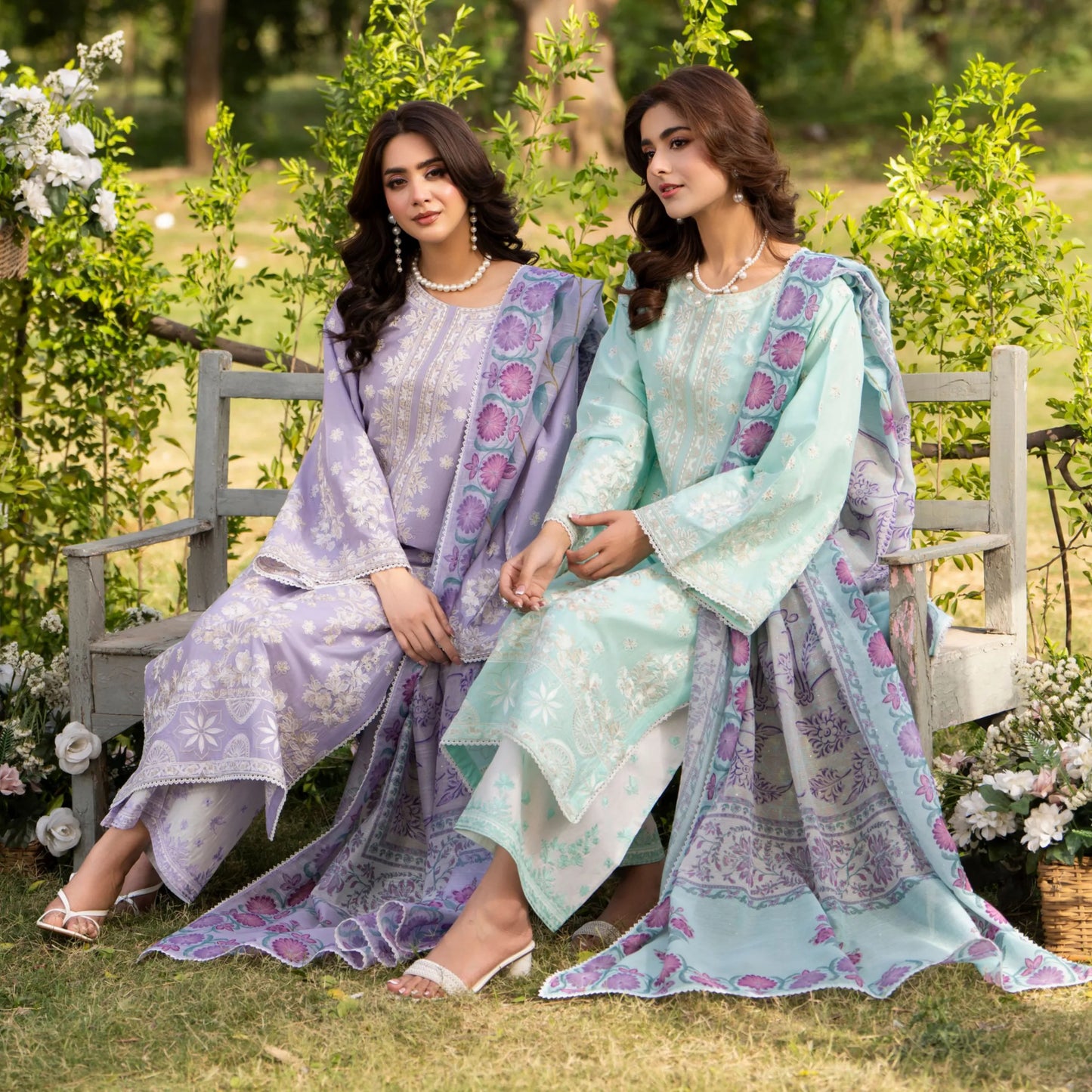KC-1577 "Sunheri" Embroidered Festive Cambric Cotton Collection by Karma Collection