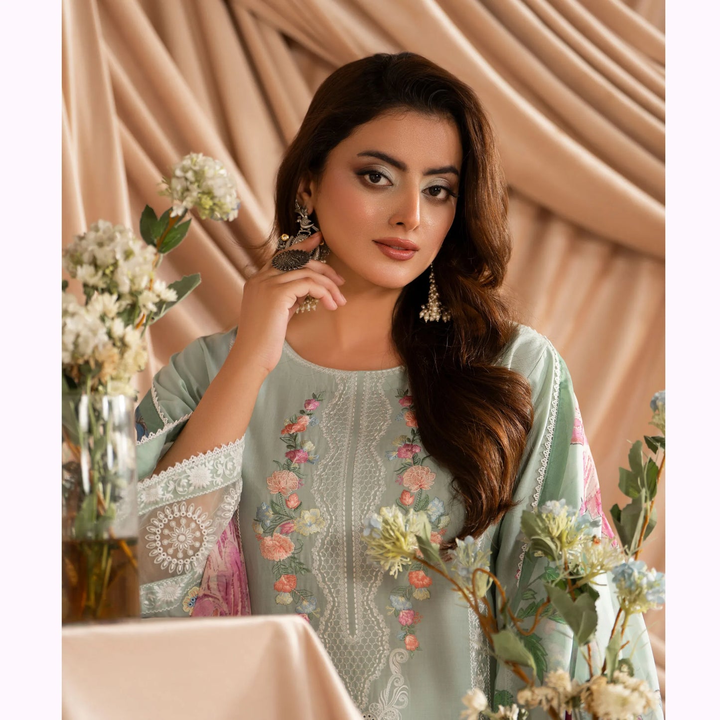KC-1583 "AYRA" Embroidered Cambric Cotton Collection by Karma Collection