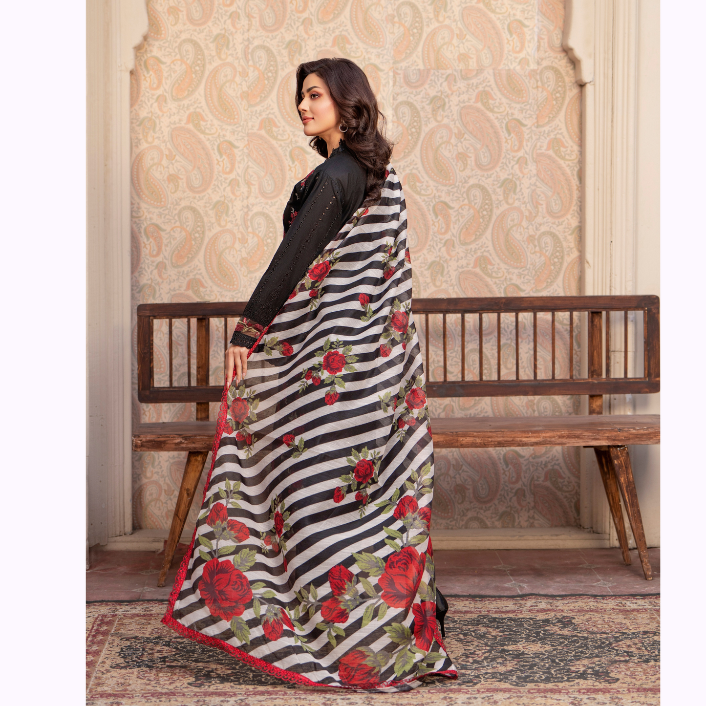 UKC-15 Chikenkari Cambric Cotton Ready to Wear Eid Collection 3 Pc - Karma Collection