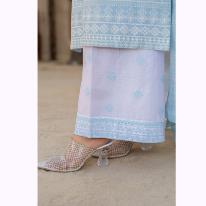 KC-1445 Embroidered Cambric Cotton Farshi Shalwar Ready to Wear 3 Pc - Karma Collection