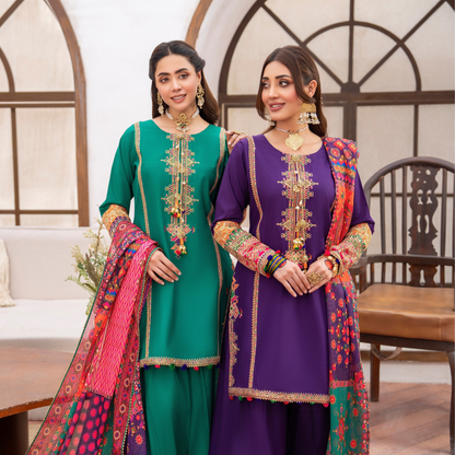 KC-1483 Embroidered Luxury Cambric Cotton farshi Shalwar Collection | Ready to Wear | Karma Collection