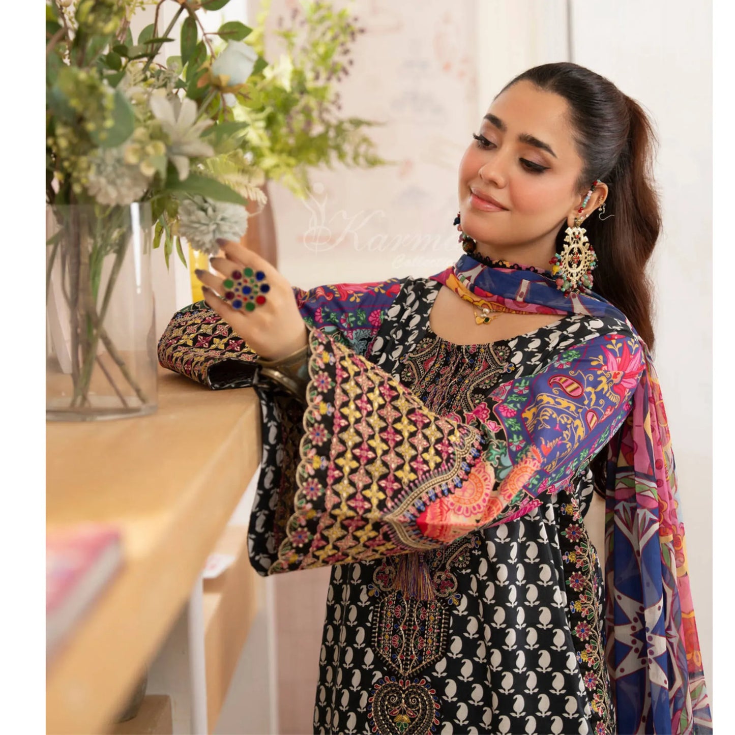 "Flora" Embroidered Lawn 3 Pc Collection | Karma Collection