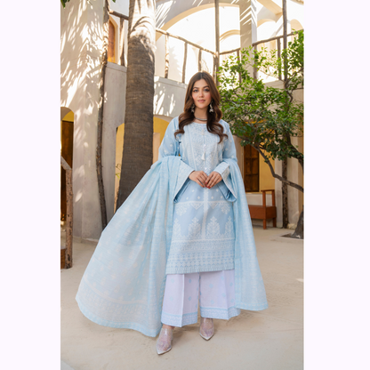 KC-1445 Embroidered Cambric Cotton Farshi Shalwar Ready to Wear 3 Pc - Karma Collection