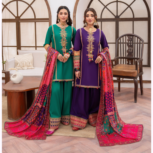 KC-1483 Embroidered Luxury Cambric Cotton farshi Shalwar Collection | Ready to Wear | Karma Collection